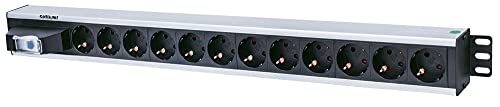 Intellinet 711449 Ciabatta Elettrica 12 Prese, Per Spine Tedesche, Colore: Nero, 3M