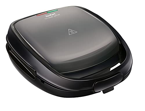 Snack Time Tefal Sw341B Con Piastra Multifunzione Per Waffel E Toast, Incluse 2 Piastre, 700 W, Grigio/Nero