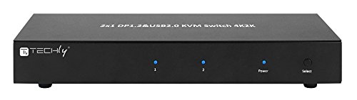 Techly 101928 Switch Kvm 2 Porte Displayport1.2 Per Doppio Monitor Nero