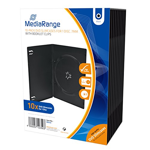 10 Custodie Mediarange Per Cd E Dvd, 7Mm Slim Con Tasca Trasparente Per Copertina Come Film E Videogiochi Di Alta Qualità