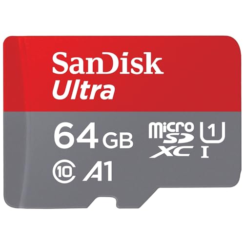 Sandisk 64 Gb Ultra Sdxc Scheda Di Memoria, Con Velocità Fino A 140 Mb/S, Prestazioni Dell'App A1, Uhs-I, Classe 10, U1, Rosso Grigio, 0.1 X 1.5 X 1.