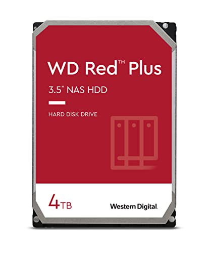 Wd Red Plus 4Tb Per Nas Hard Disk Interno Da 3.5”, 5400 Rpm Class, Sata 6 Gb/S, Cmr, Cache Da 256 Mb, Garanzia 3 Anni