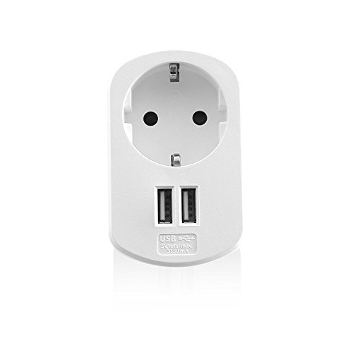 Ewent Caricatore Ew1211 Caricabatteria Universale Usb 3.1 Con Presa Passante Per Iphone, Samsung Galaxy, Smartphone Android, Tablet, Bianco, Compatto