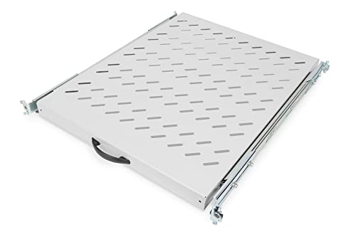 Digitus Dn-19 Tray-2-800 94284 Ripiano Universale Per Armadio Estraibile Su Binari Telescopici 1 Unità, Profondità Regolabile, Grigio Chiaro