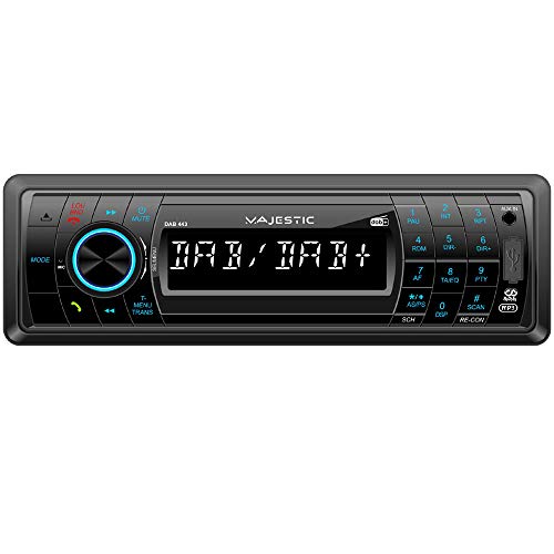 Majestic Dab-443 - Autoradio Rds Fm / Dab+ Pll, Bluetooth, Lettore Cd/Mp3, Ingressi Usb/Sd/Aux-In, 180W (45W X 4Ch), Frontalino Ribaltabile E Estraibi