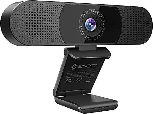 Emeet Webcam 1080P - Webcam C980Pro Con Microfono E Altoparlante, Webcam Full Hd, Obiettivo A 90 °, Correzione Automatica Della Luce, Plug & Play, Per