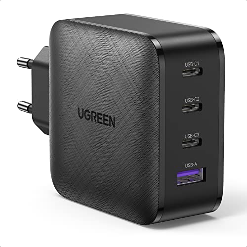 Ugreen Caricatore Usb C Gan 65W, Alimentatore Usb C Con 4 Porte Compatibile Iphone 15/14/13/12, Ipad Pro/Air/Mini, Macbook Pro/Air, Galaxy S24/S23/S22