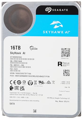 Seagate Skyhawk Ai 16Tb 3.5 Zoll Sata 6Gb/S - Interne Surveillance Festplatte