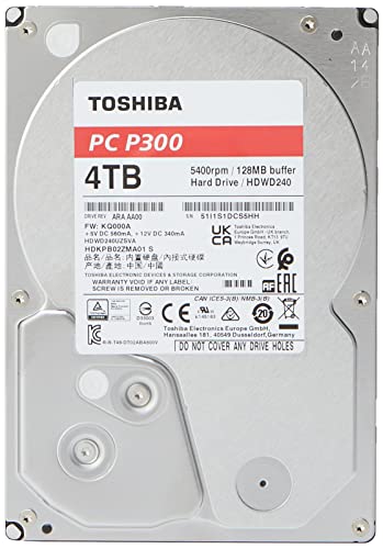 Toshiba 4Tb P300 Hard Disk Interno/Hdd