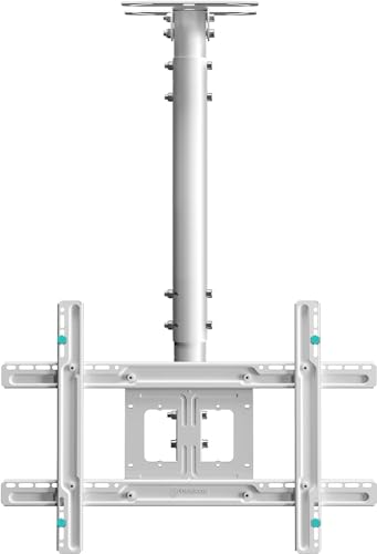 Onkron Supporto Tv Soffitto Bianco Per 32" - 80" Tv, Porta Tv Da Soffitto Bianco 68 Kg - Braccio Soffitto Tv Max Vesa 600X400/Staffa Tv Soffitto Regol