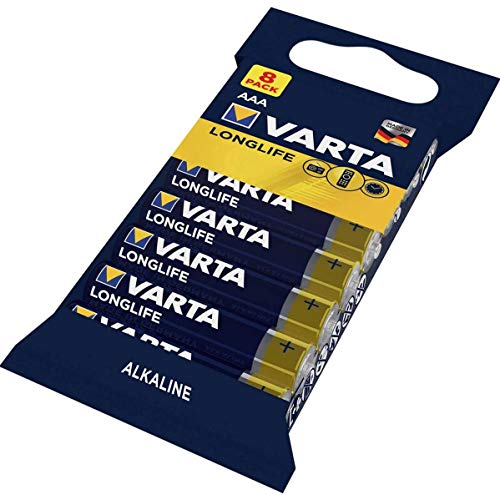 Varta 4103101328 Longlife Batteria Alcalina, Ministilo Aaa Lr03, Confezione Da 8 Pile Confezione Risparmio Morbida Foil - Il Design Può Variare