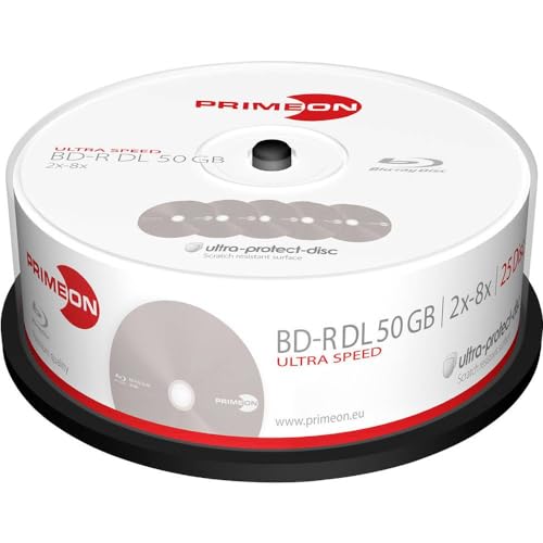 Primeon Bd-R Dl 50Gb 2-8X, Ultra Speed, Bobina (25 Discos)