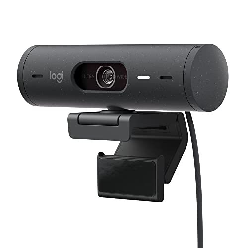 Logitech Brio 500 Webcam Full Hd Correzione Luce, Show Mode, Microfono Riduzione Del Rumore, Copertura Privacy, Streaming, Funziona Con Microsoft Team