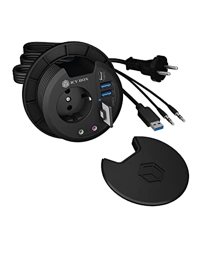 Icy Box Hub Da Tavolo Con Lettore Di Schede Sd/Microsd, 2 X Tipo A, Usb-C, 2 X Audio Da 3,5 Mm