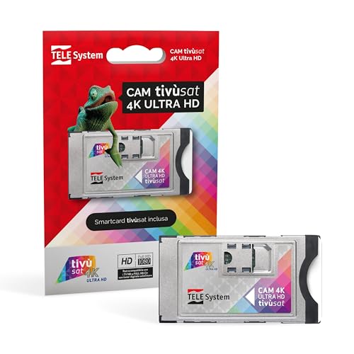 Tele System Cam Certificata Tivùsat 4K Ultra Hd Per Guardare Canali In Alta Definizione E 4K. Slot Cam Per Tv E Decoder, Attiva Smartcard Inclusa. Ser