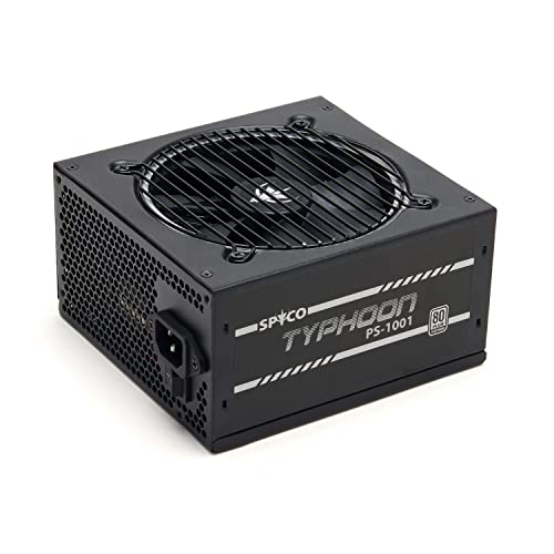 Spyco Typhoon Ps-1001, Gaming Psu 1000W, 80 Plus Platinum, Full Modular, 12V Single-Rail, Circuito Dc-Dc, Alimentatore Atx, Ventola Super Silent, Cond