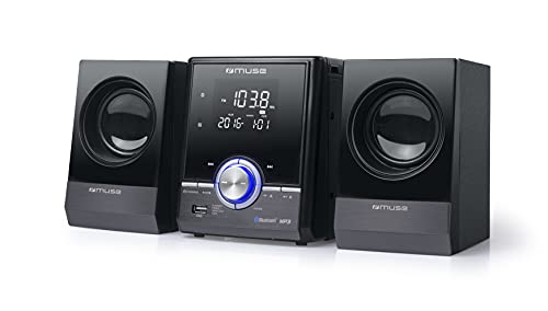 Muse Microcadena Cd Mp3 Bluetooth Usb Aux (M-38 Bt) M-38 Bt, Home Audio Micro System, Negro, 1 Discos, 10 W, De 2 Vías, Fm