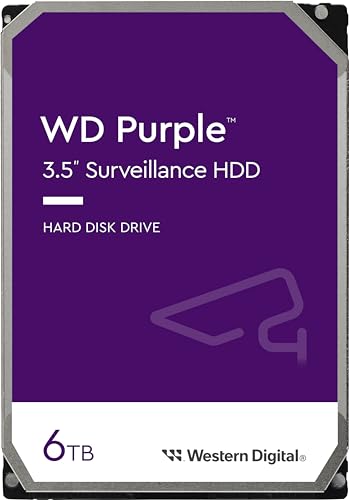 Wd Purple 6Tb Per Videosorveglianza, Hard Disk Interno Da 3.5”, Tecnologia Allframe, 180Bt/Anno, Cache Da 256 Mb, Garanzia 3 Anni