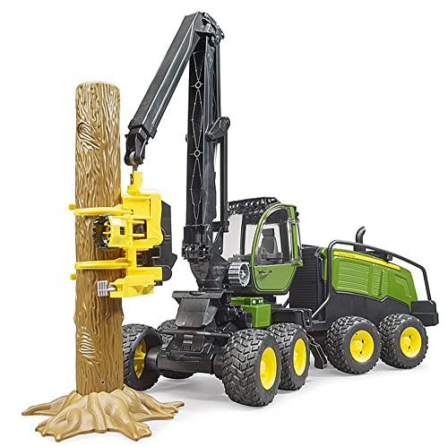 Bruder 02135 - Mietitrice John Deere 1270G Con 1 Tronco, Trattore, Trasportatore Di Legname, Giocattolo