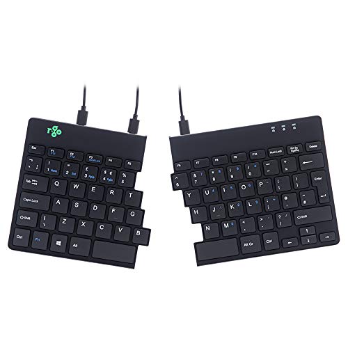 R-Go Split Keyboard, Design Ergonomico Con Tastiera Divisa E Indicatore Di Pausa Integrato, Layout Qwerty (Uk), Cablato Usb, Nero