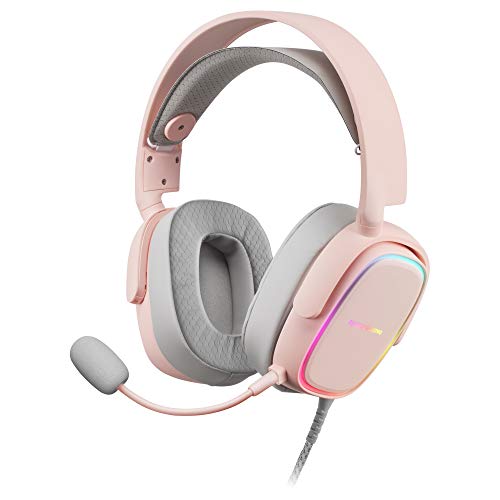 Mars Gaming Mhax Rosa, Cuffie Multipiattaforma Rgb+Mic Rimovibile, 53Mm Hifi