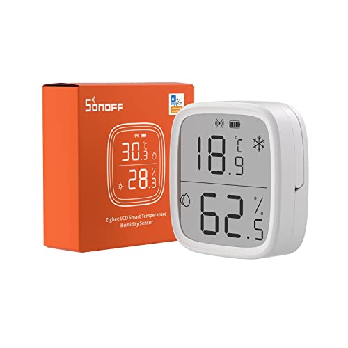 Sonoff Snzb-02D Mini Sensore Di Temperatura E Umidità Zigbee, Termometro Igrometro Per Interni, Display Lcd, Compatibile Con Alexa/Google Home