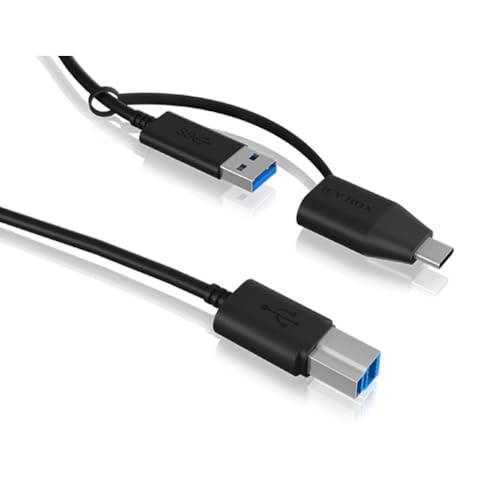Raidsonic Cable Icy Box Usb-B To Usb-A & Usb-C 1M Black