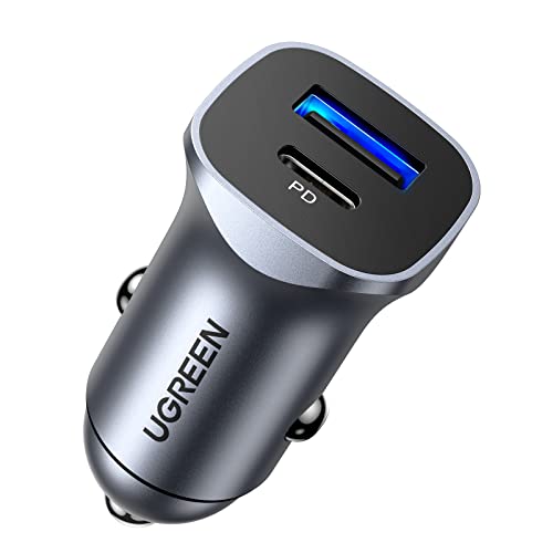 Ugreen Caricabatterie Auto Usb C, Caricatore Auto 2 Porte Pd 3.0 Compatibile Con Iphone 15,14,13 Plus Pro Max, Galaxy S23,S22, S21, Pixel 7,6,7Pro, Xi