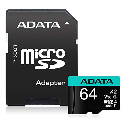Adata - Scheda Di Memoria Premier Pro Microsdxc/Sdhc Uhs-I U3 Class 10(V30S), Nero 64 Go