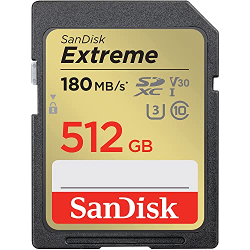 Sandisk 512Gb Extreme Scheda Sdxc + Rescuepro Deluxe Fino A 180 Mb/S Uhs-I Class 10 U3 V30