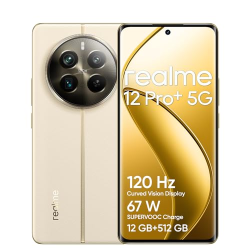 Realme 12 Pro+ 5G Smartphone 12+512Gb, Fotocamera Sony Imx890 Ois Zoom Ottico 3X, Snapdragon 7S Gen 2, Display Curvo Vision Da 6,7" A 120Hz, Ricarica