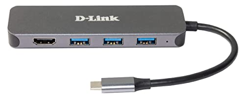 D-Link Dub-2333 Hub Usb-C 5-In-1 Con Power Delivery (Pd 60W), Hdmi 4K, 3 Porte Usb 3.0 Per Pc, Macbook Pro, Macbook Air, Ipad Pro, Chromebook, Surface