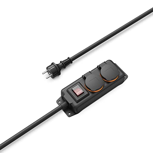 Hama | Multipresa A 2 Prese (Presa Multipla Per Esterni, 2 Prese Con Interruttore Di Accensione/Spegnimento, Cavo Da 2 M, Coperchio Di Chiusura Per Ev