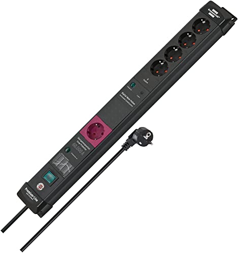 Brennenstuhl Ciabatta Elettrica Premium Line A 5 Prese, Con Protezione Da Sovratensione E Funzione Di Follow: Presa Multipla Con Interruttore E Cavo D