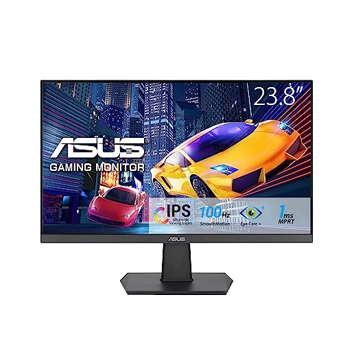 Asus Va24Ehf Eye Care Monitor Gaming 24” Pollici (23,8), Ips Full Hd, Frameless, 100Hz, Adaptive-Sync, 1Ms Mprt, Hdmi, Filtro Luci Blu, Anti-Sfarfalli