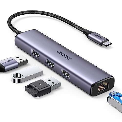 Ugreen Hub Usb C Ethernet Adattatore Usb C Ethernet Gigabit Con 3 Porte Usb 3.0 Compatibile Con Iphone 15 Plus Pro Max Macbook Pro Air Surface Pro Go