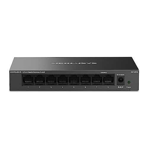 Tp-Link Mercusys Ms108Gs Switch Ethernet 8 Porte Gigabit, Sdoppiatore Ethernet, Switch Gigabit Per La Casa E L'Ufficio, Plug E Play, Montaggio Desktop