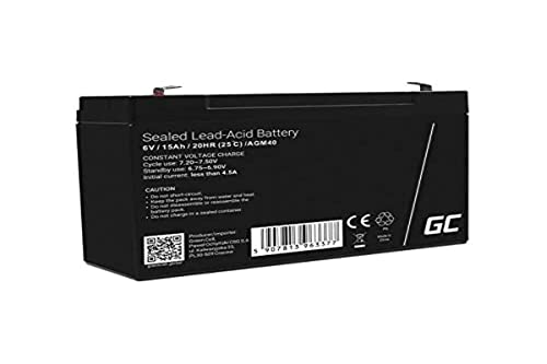 Greencell® Batteria Al Piombo Agm 6V 15Ah Accumulatore Ricaricabile Sigillata Vrla Senza Manutenzione Batterie Di Ricambio Ermetica | Giocattoli Per B