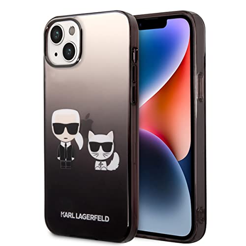 Karl Lagerfeld Gradient Ikonik Karl & Choupette - Custodia Per Iphone 14 Plus (Nero)