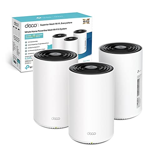 Tp-Link Set Mesh Wlan Deco Px50 Powerline (Pacchetto Di 3), Wi-Fi 6 Dual-Band Ax3000+ G.Hn G1500, Portata Fino A 600 M², Ideale Per Ambienti Di Grandi