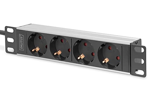 Digitus Multipresa A 4 Vie - 1U - 10 Pollici (254 Mm) - Montaggio Su Rack In Armadio Di Rete - Dn-95418 - Argento/Nero