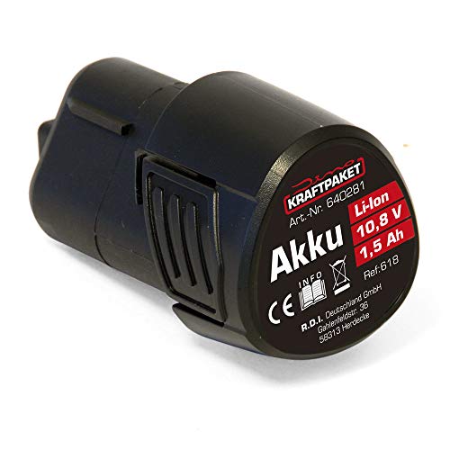 Dino Kraftpaket Batteria Da 10,8 V, 1,5 Ah, Per Lucidatrice A Batteria 640256 640281, 1,5 Ah, Colore: Nero