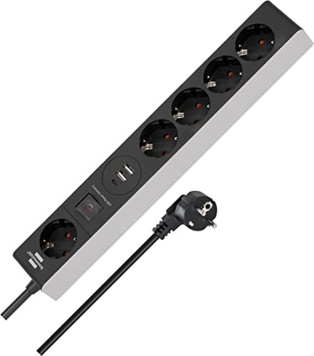 Brennenstuhl Ciabatta Elettrica A 5 Prese Con Usb C Power Delivery E 2 Usb 2,4 A (Presa Multipla Usb C Per Ricaricare, 1 Usb C Power Delivery, 2 Usb 2
