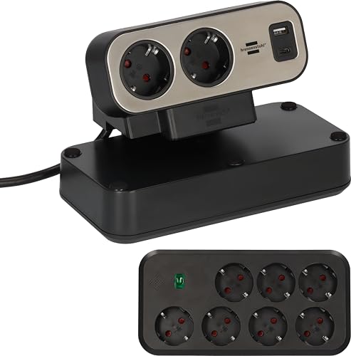 Brennenstuhl® Estilo Duplex Ciabatta Da Tavolo Con Interruttore E Protezione Da Sovratensioni (Presa Elettrica Con Usb C Power Delivery, 1 Usb C E 1 U