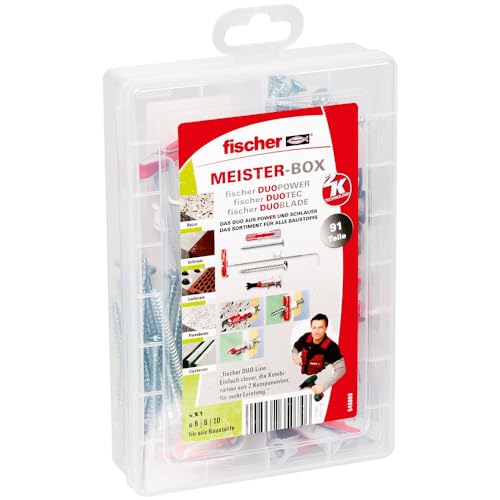 Fischer Fisch-548860 Meister Box Duoline, Cassetta Degli Attrezzi Con 59 32 Viti, Tasselli Universali, Set Pratico Per Il Fai Da Te E I Professionisti