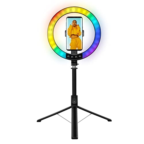 Logilink 066678 Luz Led 26Rgb Anillo Ø25 Cm Con Trípode Extensible Selfie Stick Negro