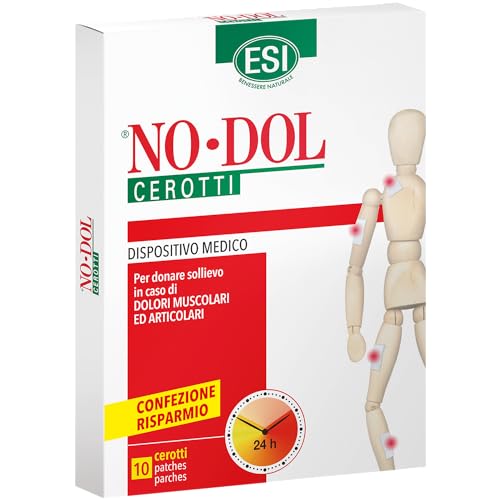 Esi - No-Dol Cerotti Con Arnica, Artiglio Del Diavolo E Canfora, Allevia Fastidi Muscolari, Articolari E Contratture, Dona Sollievo Fino A 24 Ore, Sen