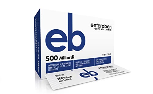 Enteroben - Integratore Alimentare Di Fermenti Lattici Ad Azione Probiotica - La Carica Batterica Che Fa La Differenza (500 Mld 10 Bustine)