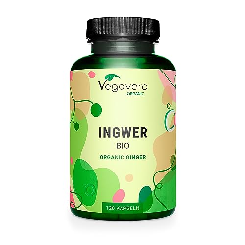 Zenzero Bio Vegavero® | 650 Mg | 100% Biologico | Digestivo Naturale Contro Nausea, Reflusso E Vomito | Antinfiammatorio Naturale | 120 Capsule | Vega