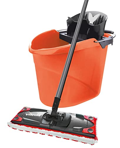 Vileda, Ultramat - Set Completo 2 In 1 Con Lavapavimenti E Secchio Con Powerpress, 1400G, Corallo